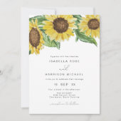 EMMA Rustic Watercolor Sonnenblumen Country Weddin Einladung (Vorderseite)