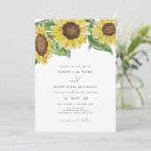 EMMA Rustic Watercolor Sonnenblumen Country Weddin Einladung (Stehend Vorderseite)