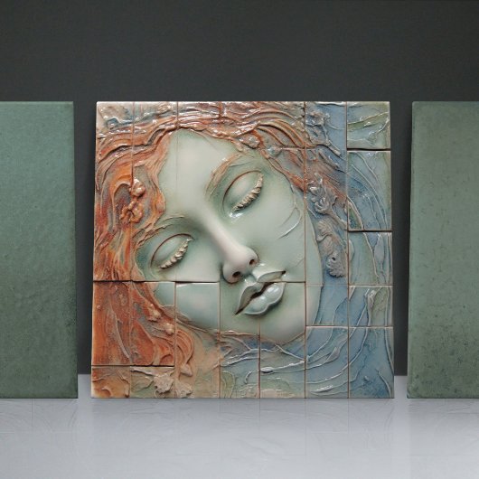 EMMA Sage Abstract Square Collection Faux Relief Fliese