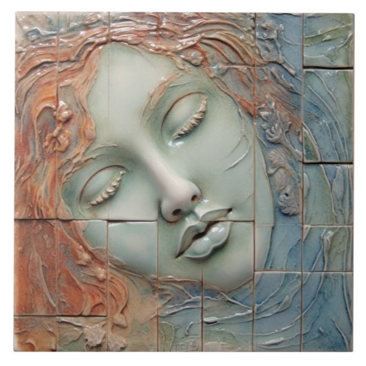 EMMA Sage Abstrakt Square Collection Imitate Relie Fliese (Vorderseite)