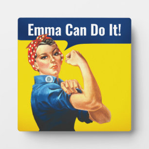 "EMMA schafft es" motivierende Rosie the Riveter, Fotoplatte