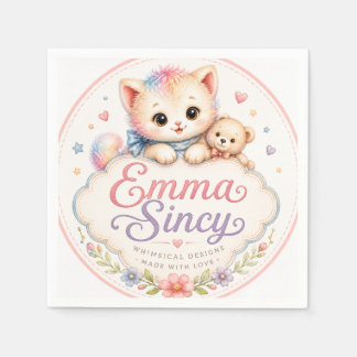 Emma Sincy Whimsical Watercolor Cocktail Serviette