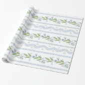 Emma Stripe Cornflower Blue und Green Geschenkpapier (Ungerollt)