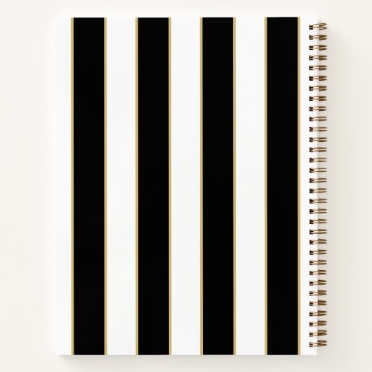Emma Stripe Notebook in Schwarz und Weiß Notizblock (Rückseite)