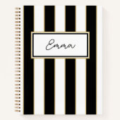 Emma Stripe Notebook in Schwarz und Weiß Notizblock (Vorderseite)