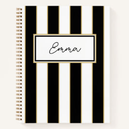 Emma Stripe Notebook in Schwarz und Weiß Notizblock