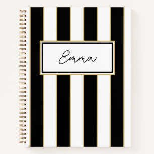 Emma Stripe Notebook in Schwarz und Weiß Notizblock