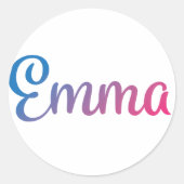 Emma Stylish Cursive Runder Aufkleber (Vorderseite)