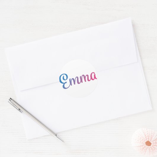 Emma Stylish Cursive Runder Aufkleber (Umschlag)