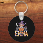 Emma Witch Candy Corn Cat Halloween Women And Girl Schlüsselanhänger (Vorderseite)