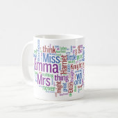 Emma-Wort-Wolke Kaffeetasse (Vorderseite Links)