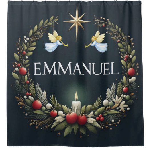 Emmanuel Christmas Engel Duschvorhang (Vorderseite)
