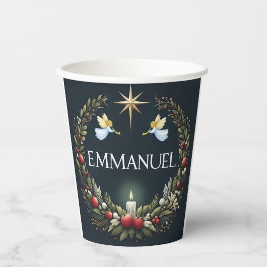 Emmanuel Christmas Engel Pappbecher (Vorderseite)