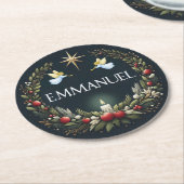 Emmanuel Christmas Engel Runder Pappuntersetzer (Angewinkelt)