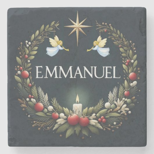 Emmanuel Christmas Engel Steinuntersetzer (Vorderseite)