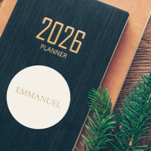 EMMANUEL Creme-Weihnachtsaufkleber #2 Runder Aufkleber