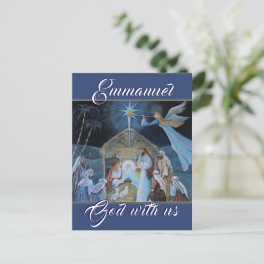Emmanuel God with Uns, Christmas Nativity Postkarte (Stehend Vorderseite)