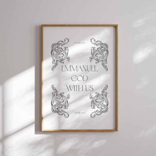 Emmanuel God with us Bible Verse Christmas Poster