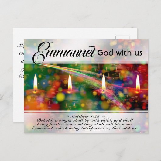 Emmanuel God with Us Matthew 1:23 Christmas Bibel Postkarte (Vorne/Hinten)