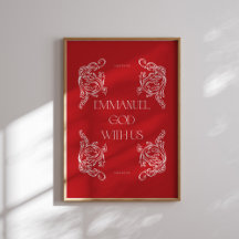 Emmanuel God with us Red Christlich Christmas Post