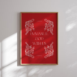 Emmanuel God with us Red Christlich Christmas Post Poster