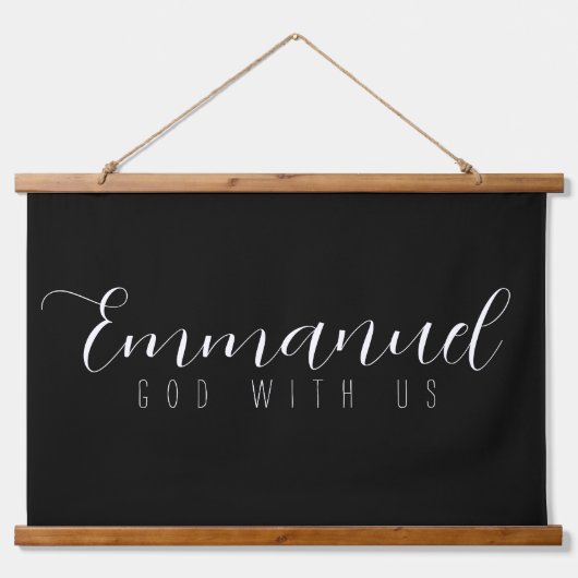 Emmanuel God with us Wood Scroll Hangband Wandteppich Mit Holzrahmen (Vorne)