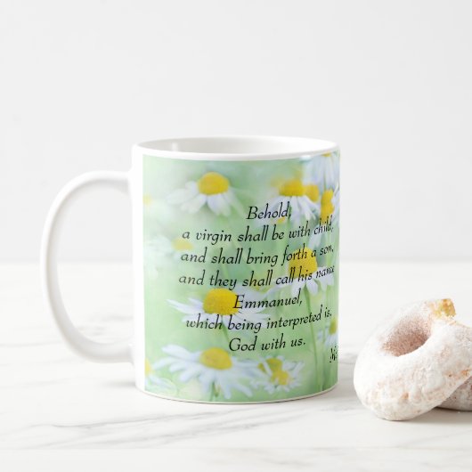 Emmanuel, Gott mit uns - Matthew 1:23 Kaffeetasse (Mit Donut)