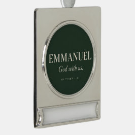 EMMANUEL | Matthäus 1:23 | Weihnachten Banner-Ornament Silber