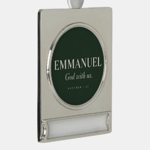 EMMANUEL   Matthäus 1:23   Weihnachten  Banner-Ornament Silber