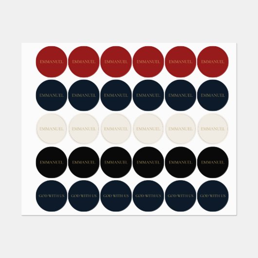 Emmanuel — Minimal Round Christian Sticker Labels (Blatt)