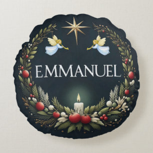 Emmanuel-Weihnachtsengel Rundes Kissen
