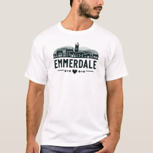 Emmerdale Skyline - Minimalistisches Seifenoper-De T-Shirt