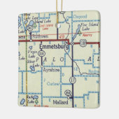 Emmetsburg IA Vintage Karte Keramikornament (Links)