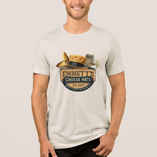 Emmett's Käsehüte (Falsches Logo) Tri-Blend Shirt (Vorderseite)