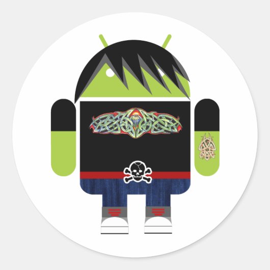Emo Andy the Android Runder Aufkleber (Vorderseite)