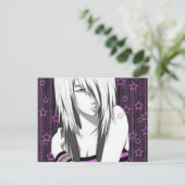 Emo Anime Girl Postcard Postkarte (Stehend Vorderseite)