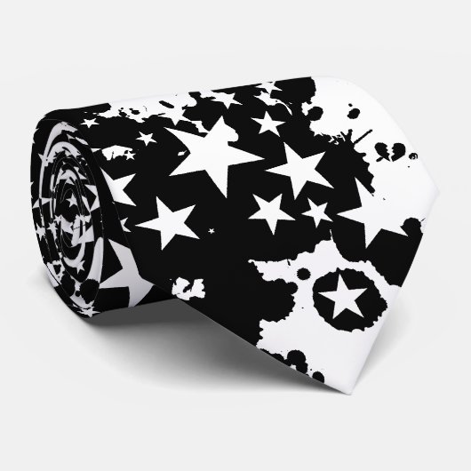Emo B&W Star Paint Krawatte (Gerollt)