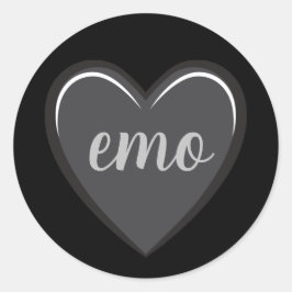 Emo Black and Gray Heart Graphic Runder Aufkleber