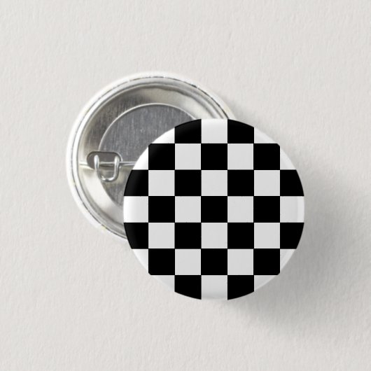 Emo Black & White Checkerboard Button (Vorne & Hinten)