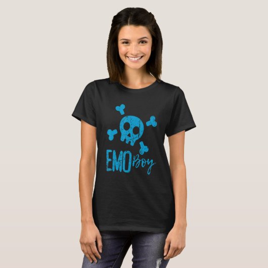 Emo Boy Blue Skull Emo Goth Music Emotional Teens T-Shirt (Vorne ganz)