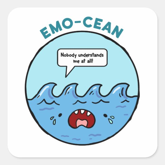 Emo-Cean Ocean Beach Pun Sticker (Vorderseite)