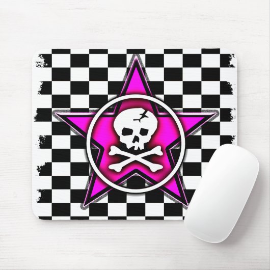 Emo Checkerboard Star & Skull Mousepad (Mit Mouse)