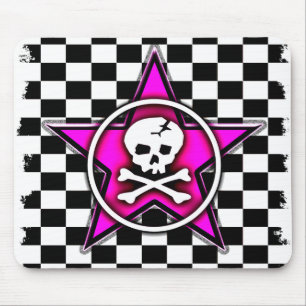 Emo Checkerboard Star & Skull Mousepad