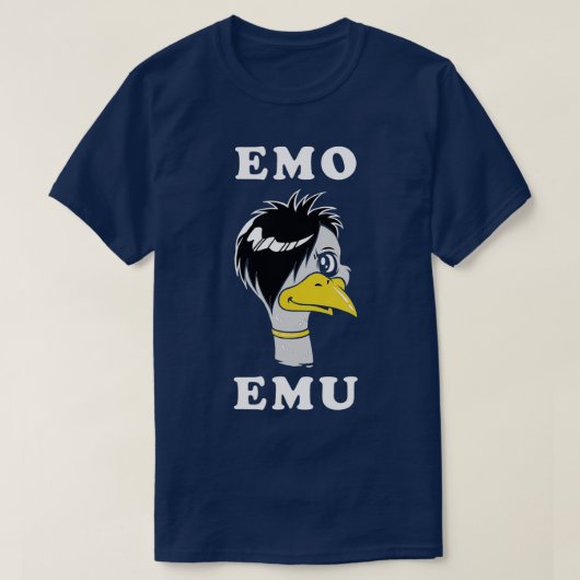 Emo Emu Funny Metal Goth Emu Bird T-Shirt (Design vorne)