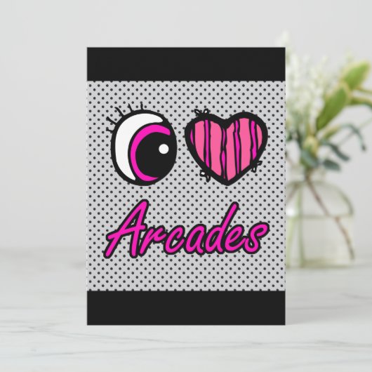 Emo Eye Heart I Liebe Arcades Einladung (Stehend Vorderseite)