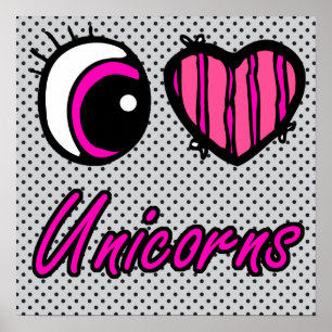 Emo Eye Heart I Liebe Einhorn Poster