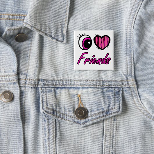 Emo Eye Heart I Liebe Friends Button (Beispiel)