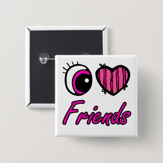 Emo Eye Heart I Liebe Friends Button (Vorne & Hinten)