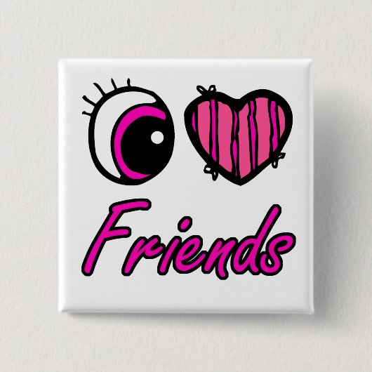 Emo Eye Heart I Liebe Friends Button (Vorderseite)
