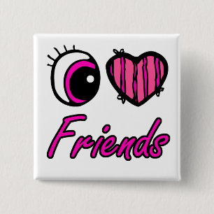 Emo Eye Heart I Liebe Friends Button